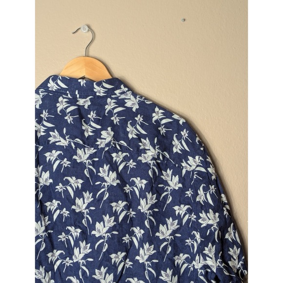 UNTUCKit Parrina SS Shirt 3xL Blue Linen Floral Button Up 2023 - Picture 15 of 16